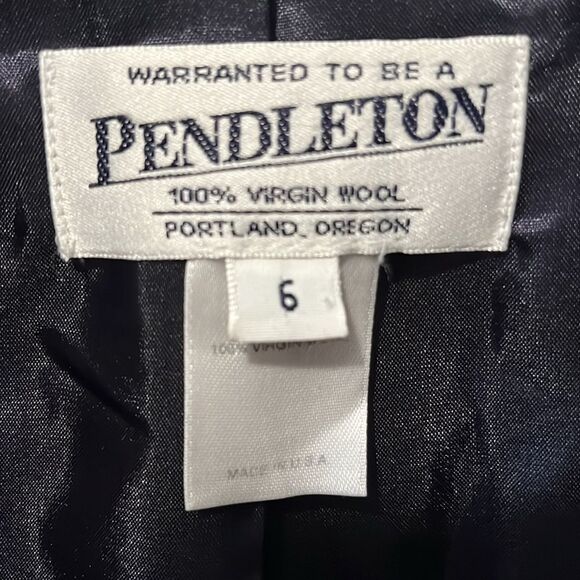 PENDLETON Vintage Women's Full Zip Navy Virgin Wool Blazer, Size 6 - Picture 8 of 12